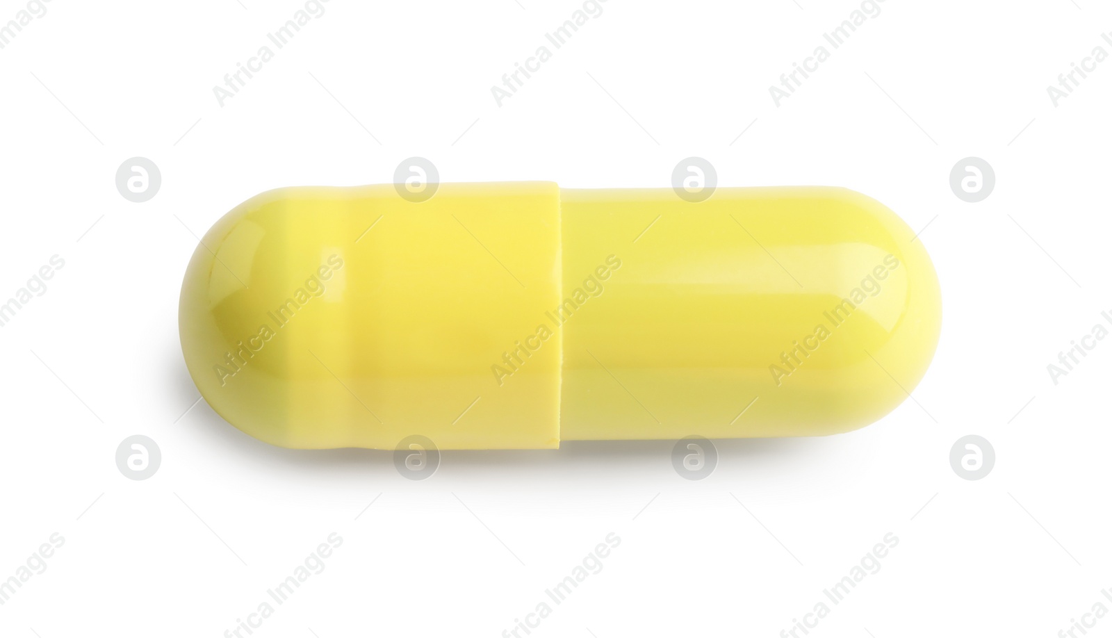 Photo of One pill isolated on white. Drug therapy