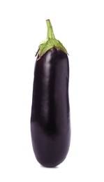 Photo of Tasty raw ripe eggplant on white background