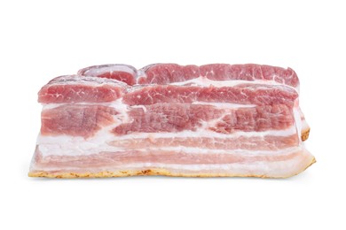 Photo of Pieces of raw pork belly isolated on white