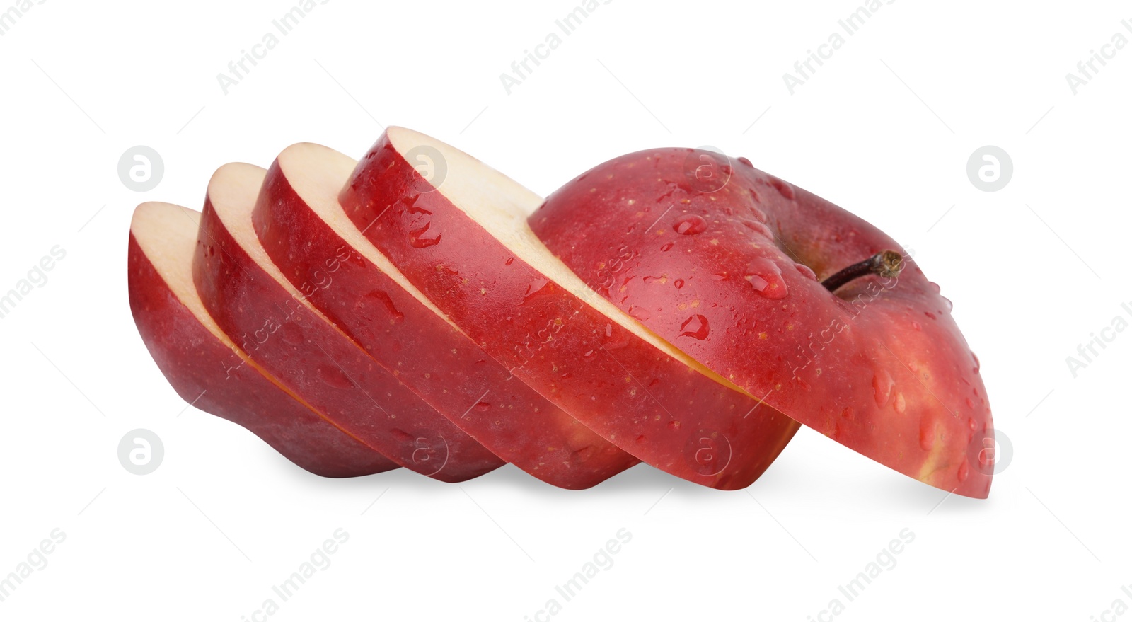 Photo of Sliced ripe red apple isolated on white