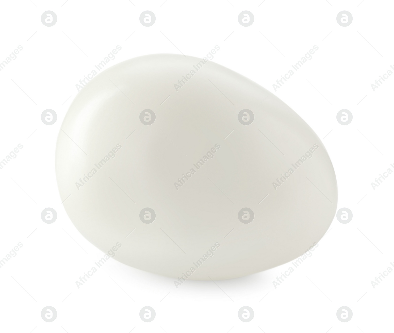 Photo of Peeled boiled quail egg on white background