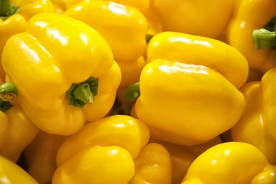 Pile of paprika peppers as background, closeup