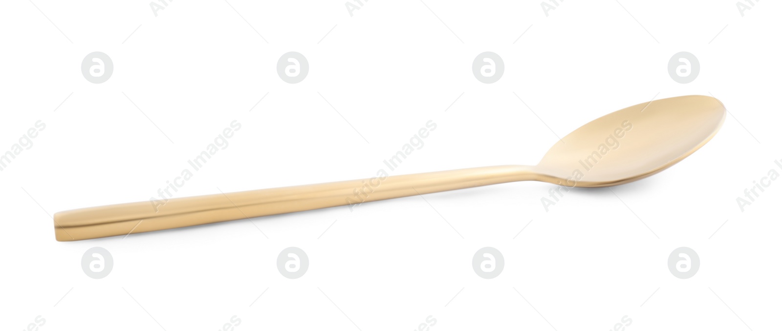 Photo of New clean shiny spoon isolated on white