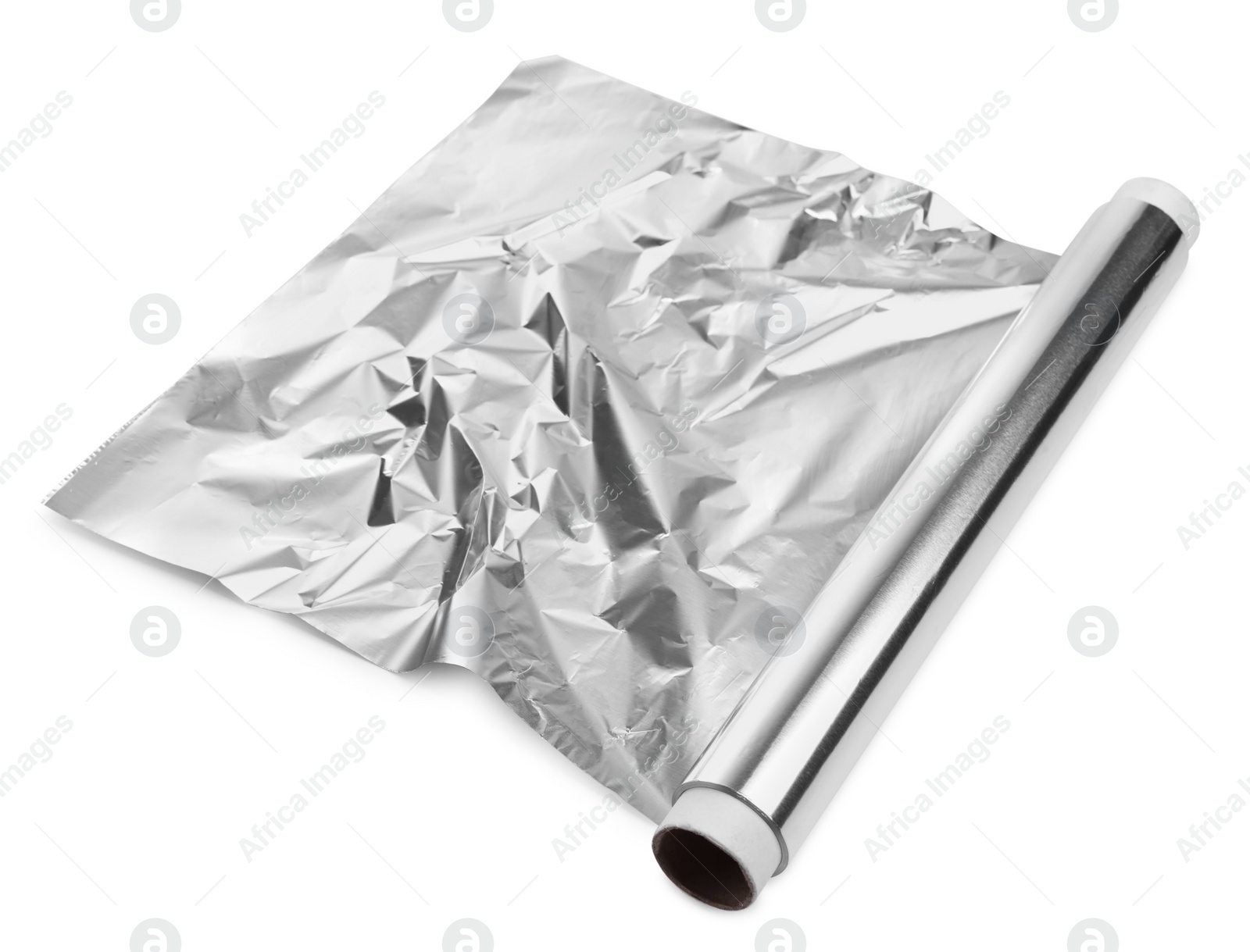 Photo of Roll of aluminum foil isolated on white