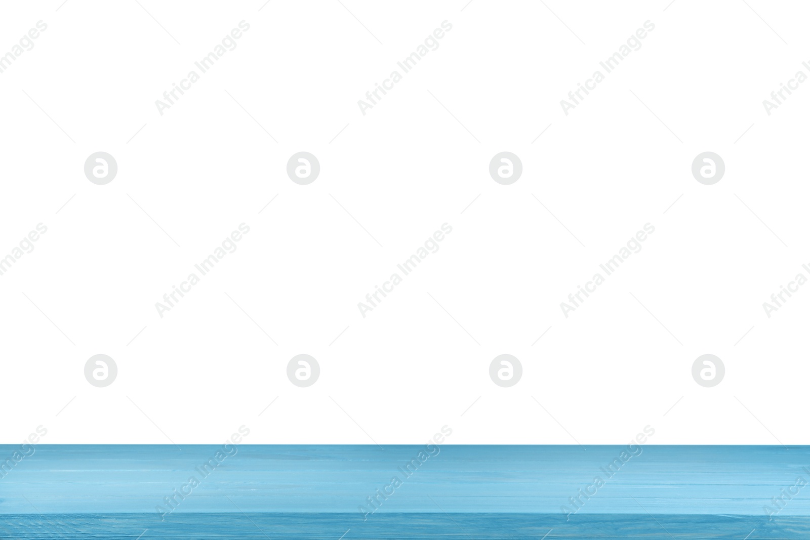 Photo of Empty light blue wooden surface isolated on white