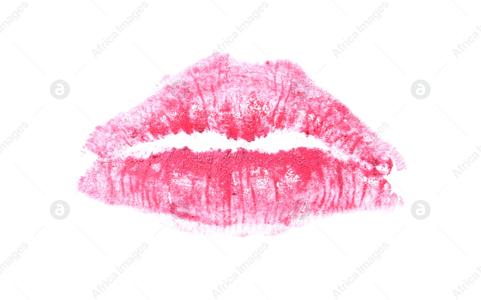 Photo of Pink lipstick kiss mark isolated on white