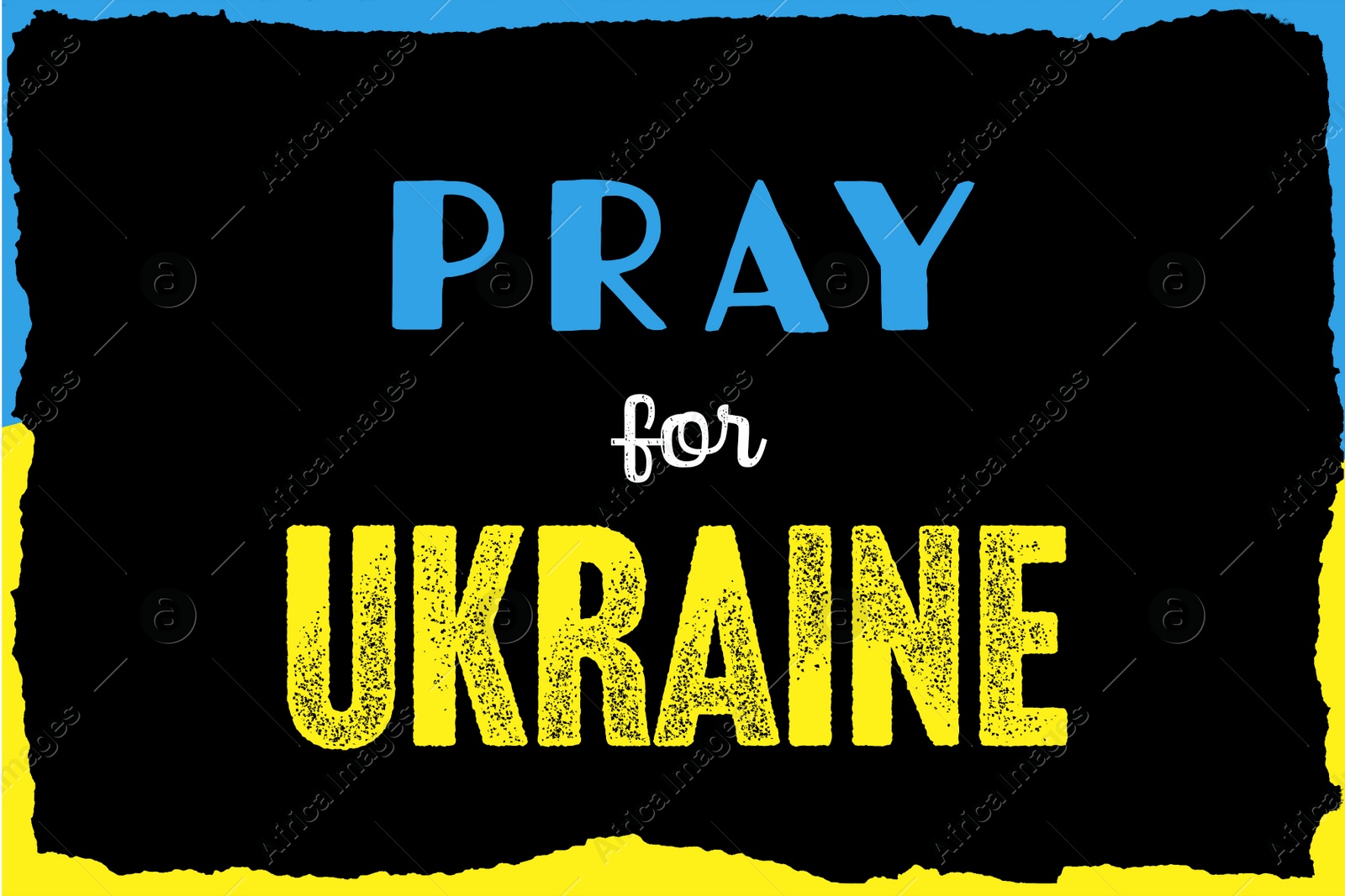 Illustration of Pray For Ukraine. Phrase and Ukrainian flag