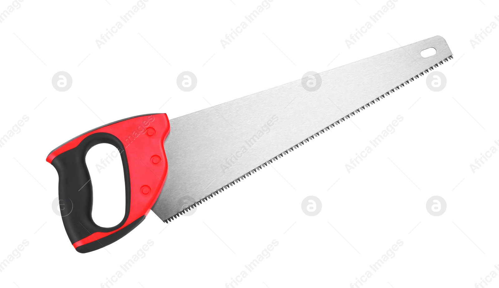 Photo of One saw with color hand isolated on white, top view