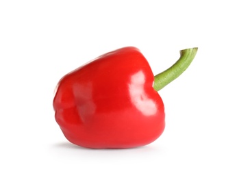 Photo of Tasty ripe red bell pepper on white background