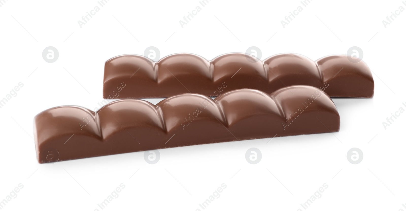 Photo of Mini milk chocolate bars isolated on white