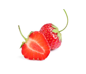 Photo of Sweet fresh ripe strawberries on white background