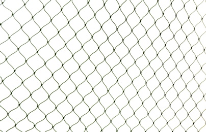 Photo of Fishing net on white background, closeup view