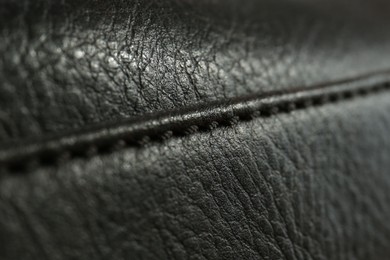 Texture of black leather as background, closeup