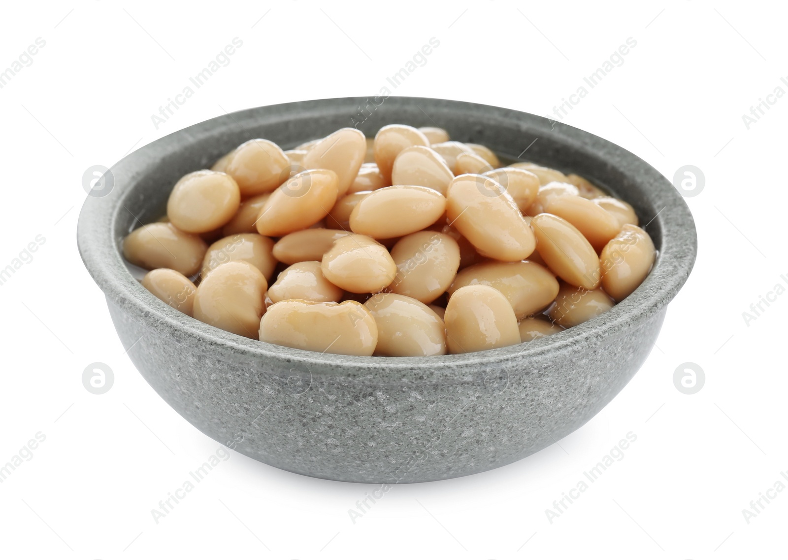 Photo of Bowl of canned kidney beans on white background
