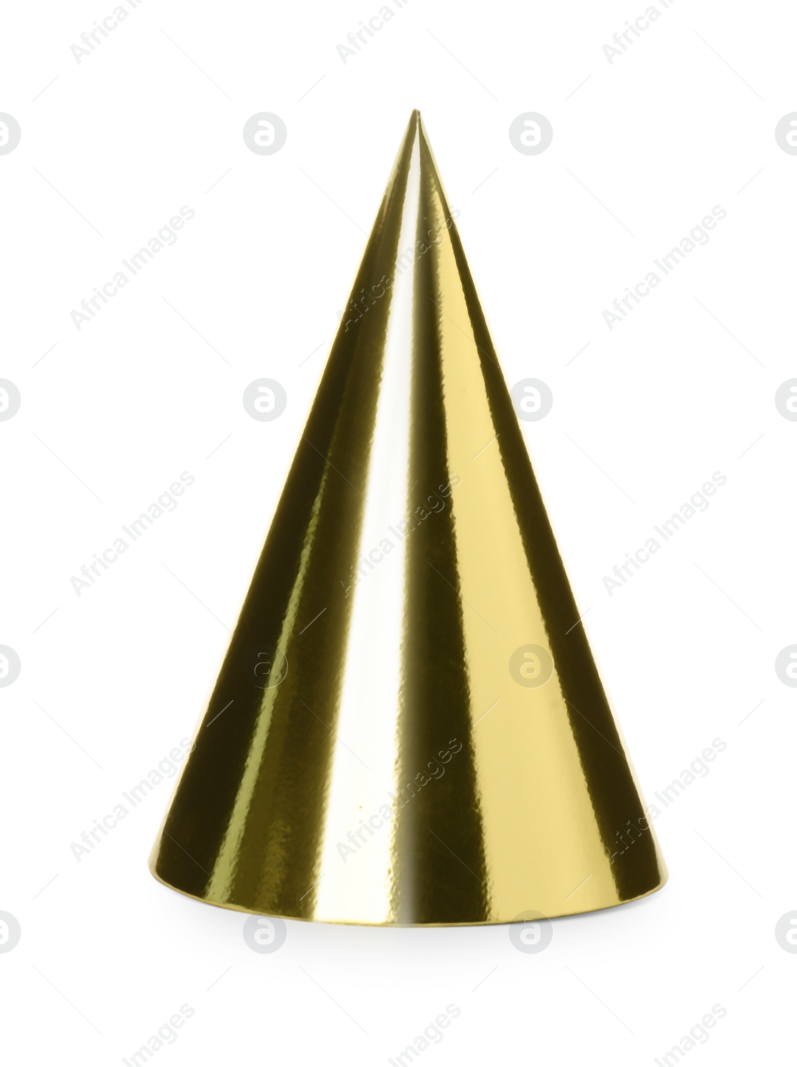 Photo of Bright party hat isolated on white. Festive accessory