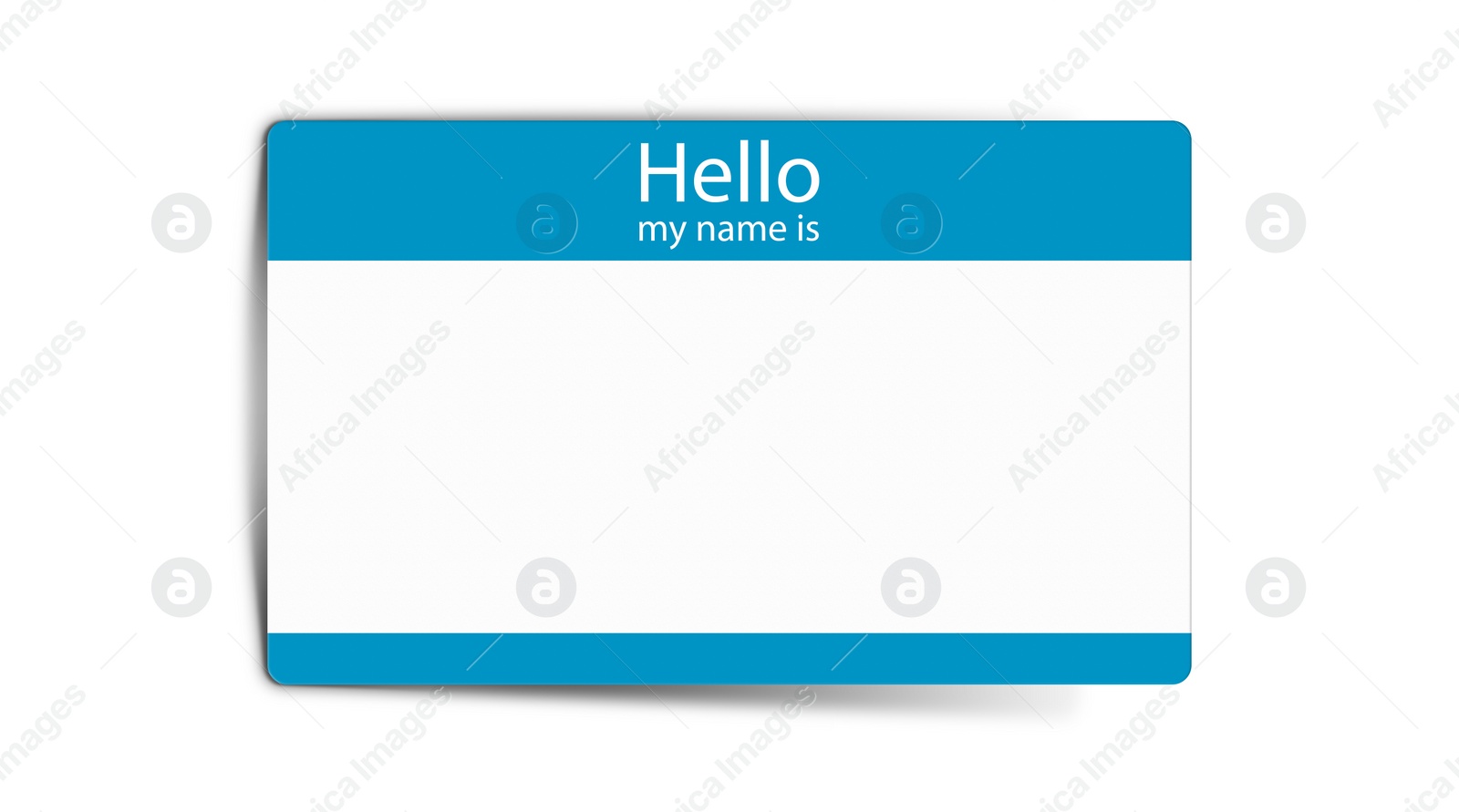 Illustration of Card with text Hello my name is on white background, illustration. Mockup for design 