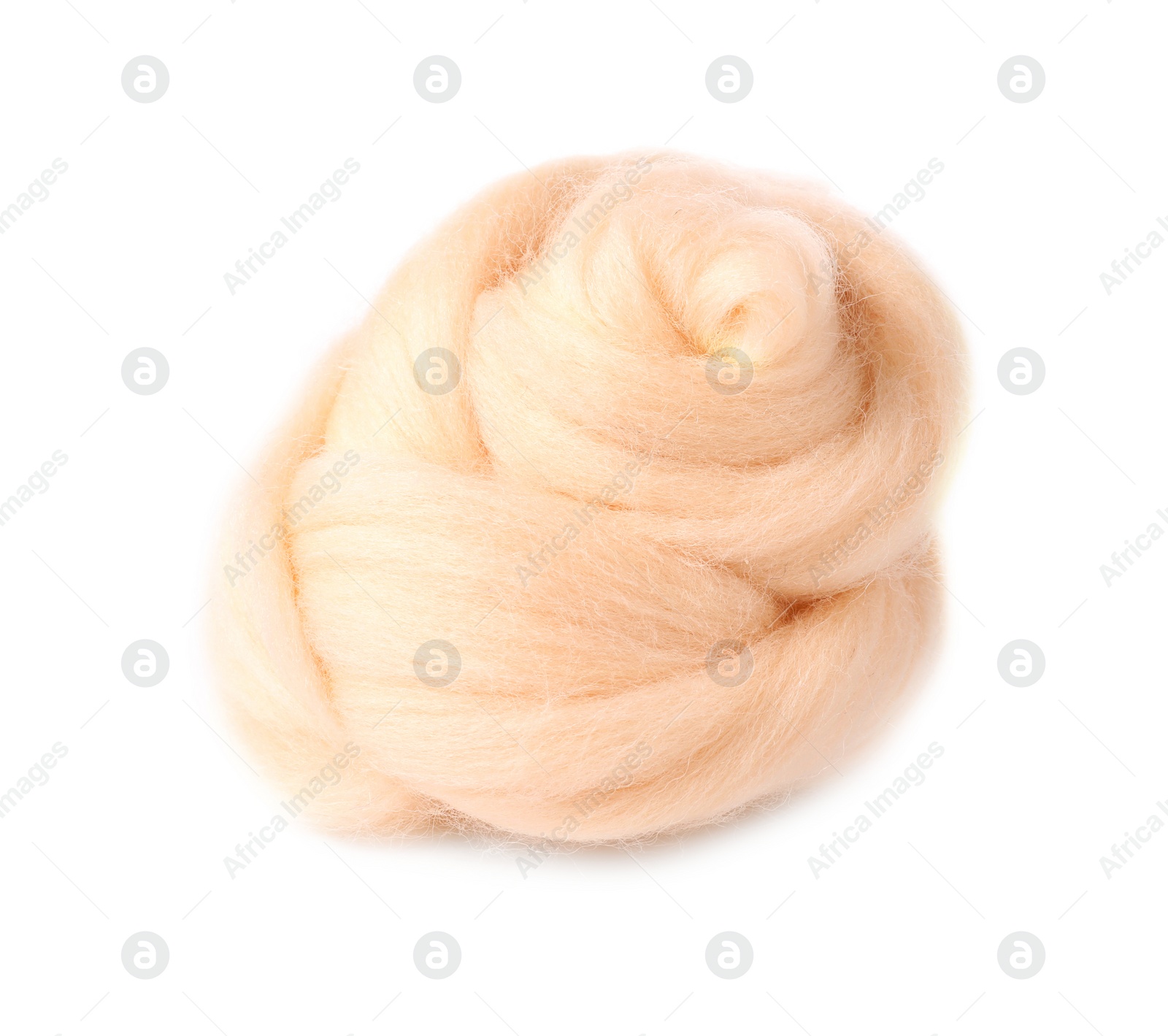 Photo of One beige felting wool isolated on white