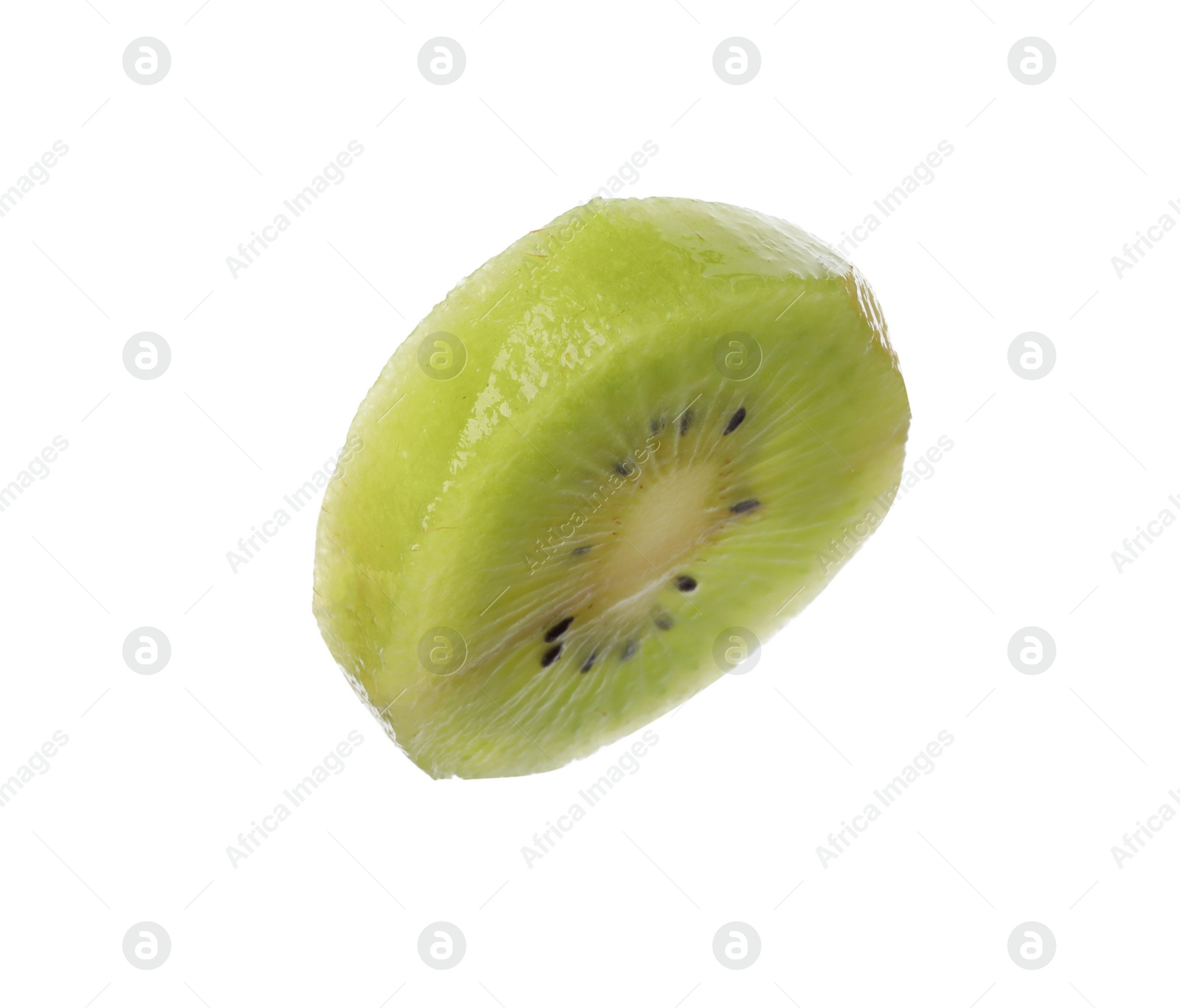 Photo of Cut fresh juicy kiwi on white background