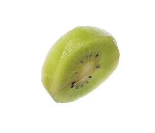 Photo of Cut fresh juicy kiwi on white background