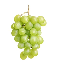 Bunch of green fresh ripe juicy grapes isolated on white