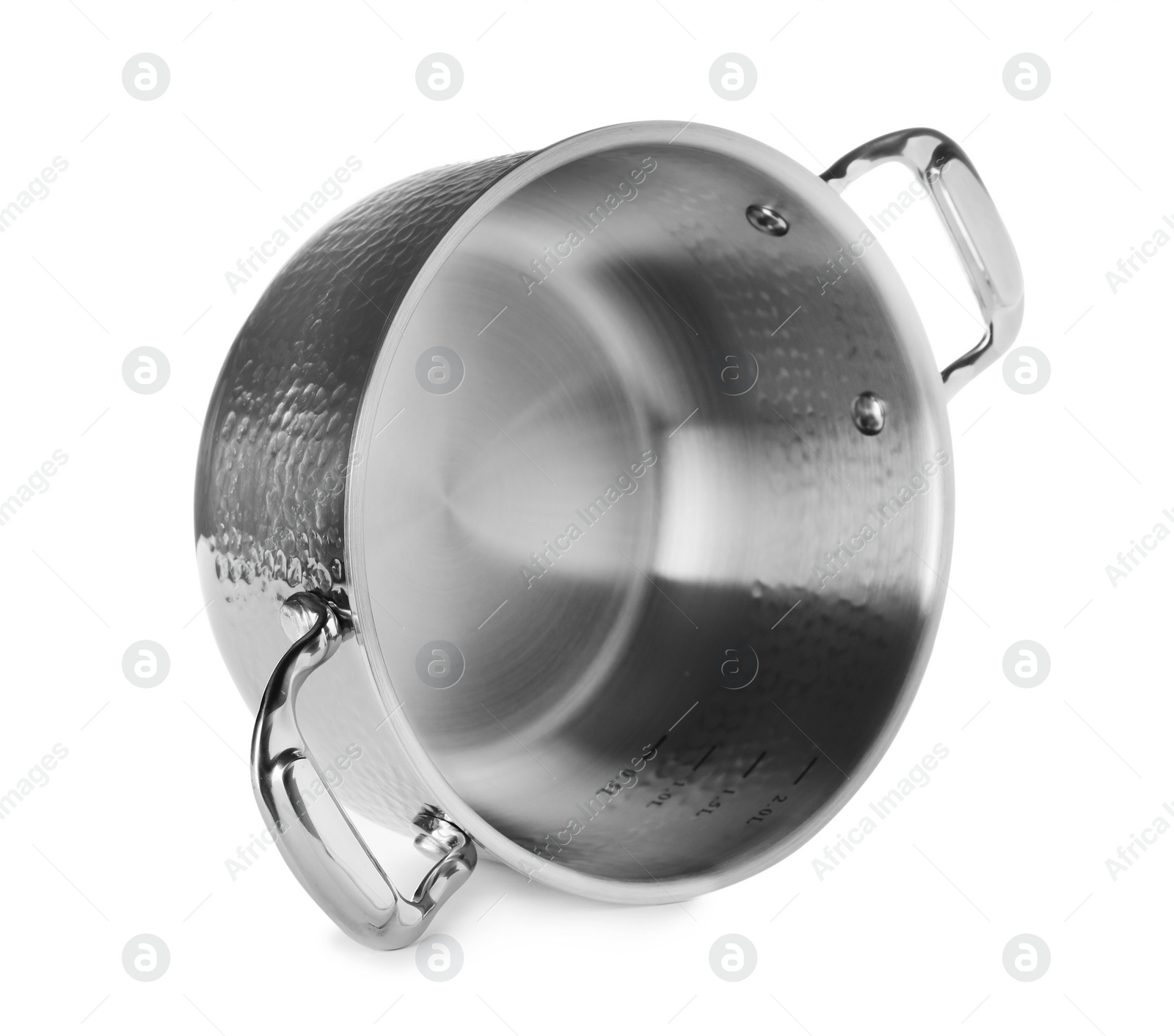 Photo of Modern metallic clean saucepan isolated on white