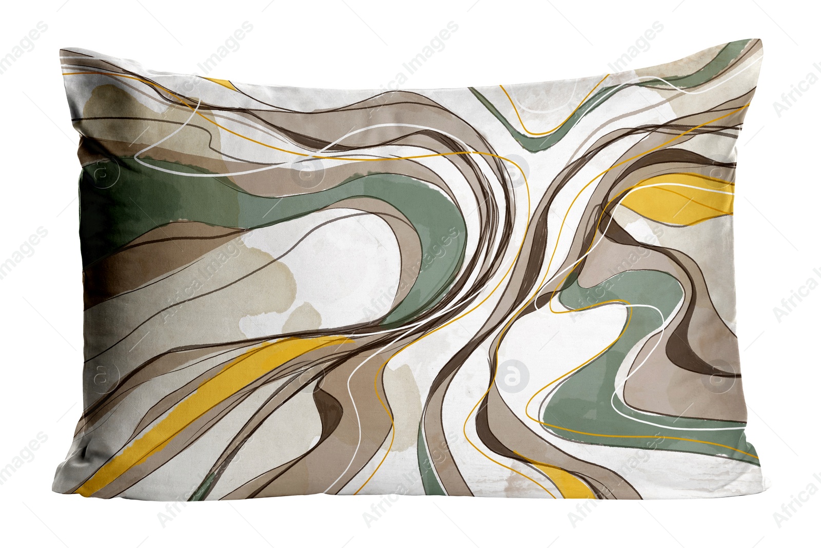 Image of Soft pillow with stylish abstract print isolated on white