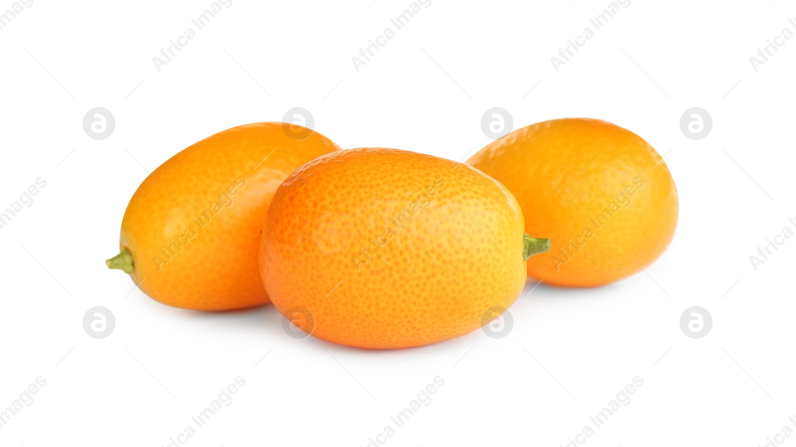 Photo of Fresh ripe kumquats on white background. Exotic fruit