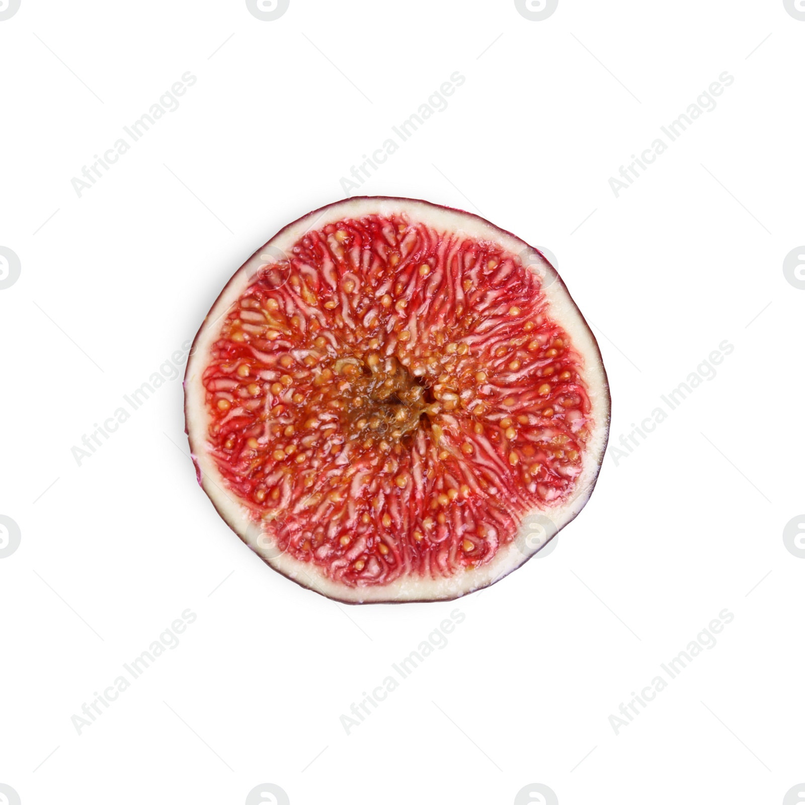 Photo of Half of fresh ripe fig isolated on white