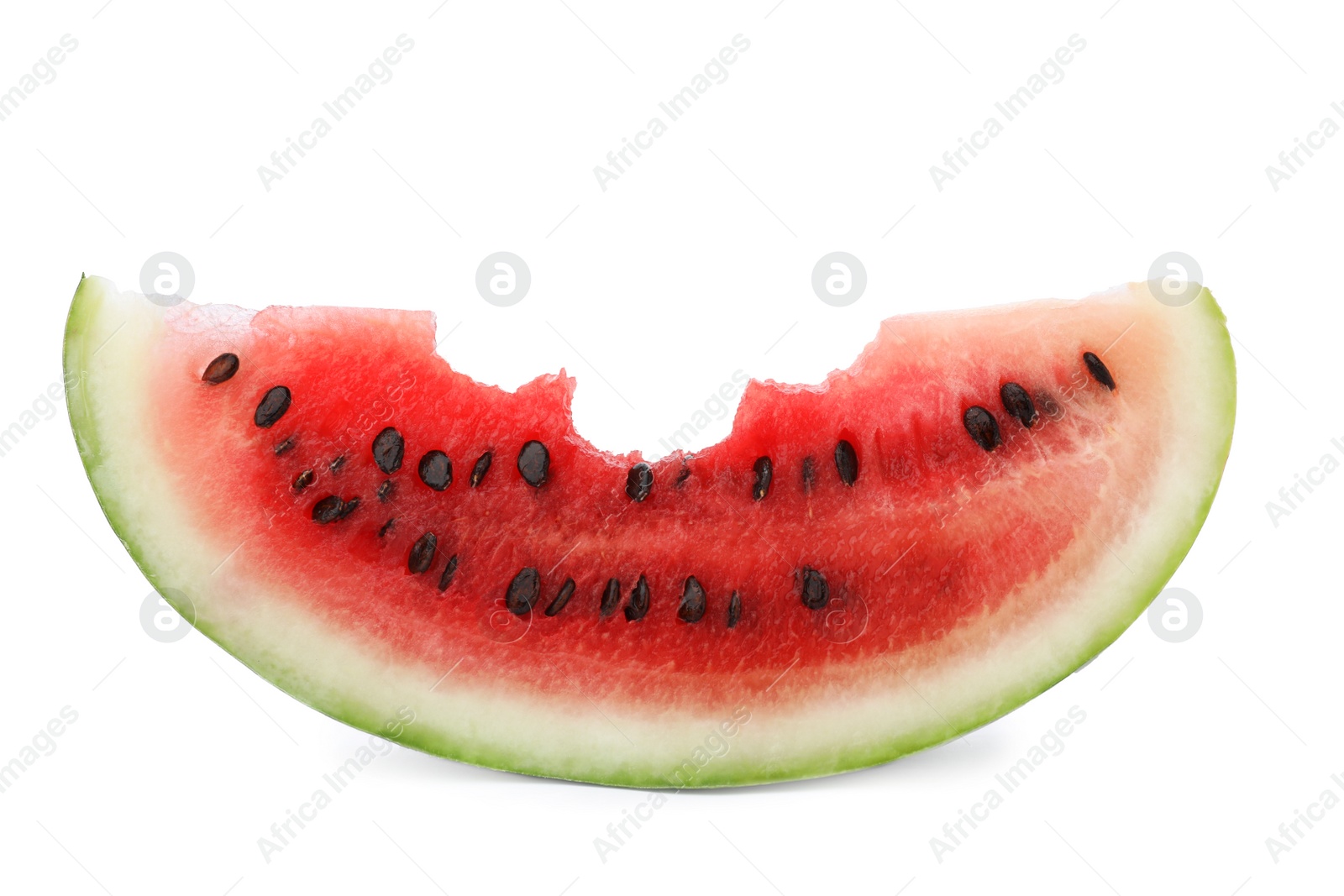 Photo of Slice of ripe watermelon on white background