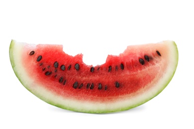 Slice of ripe watermelon on white background