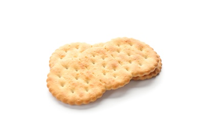 Crispy crackers isolated on white. Delicious snack