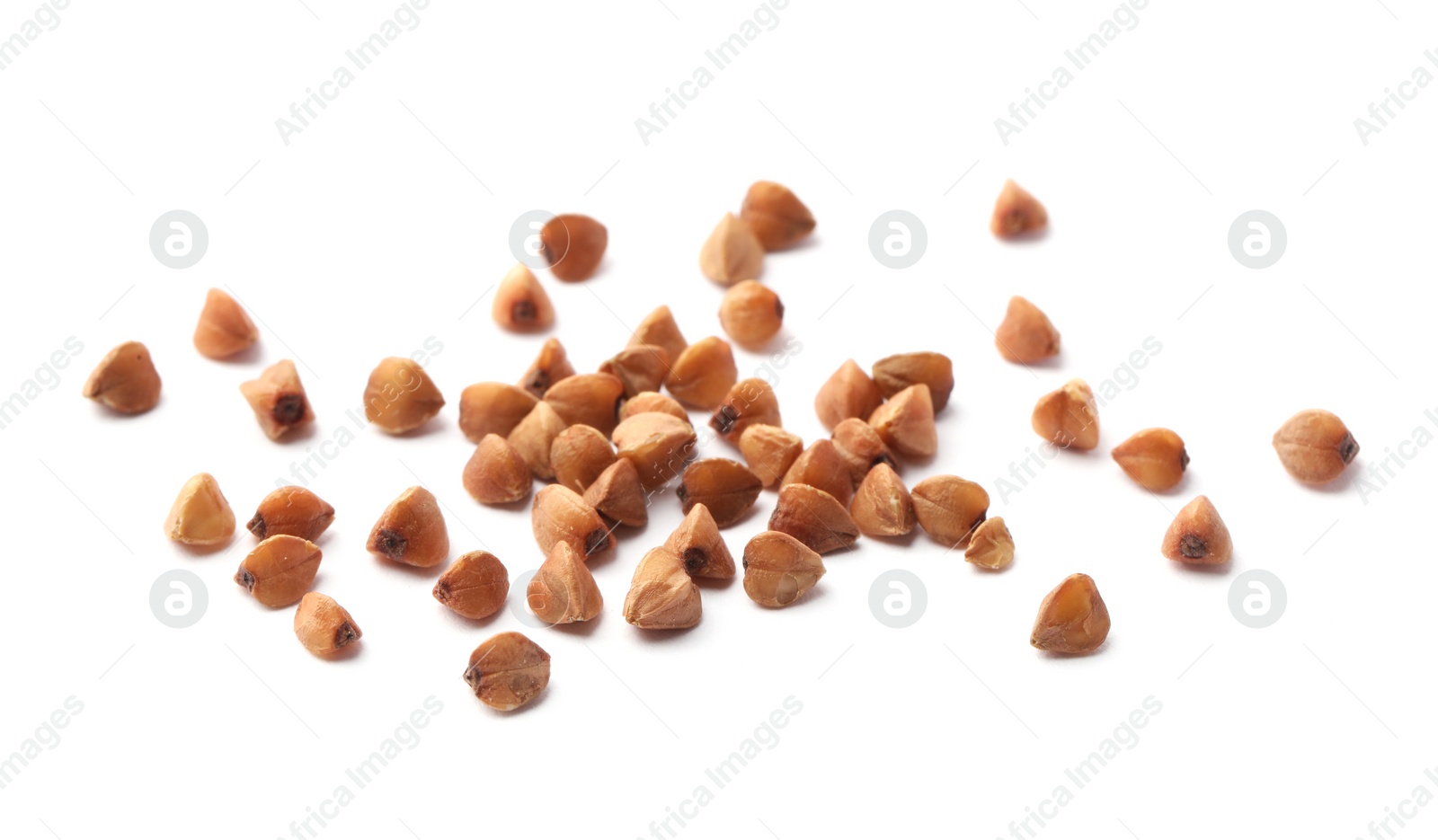 Photo of Buckwheat grains isolated on white. Organic cereal