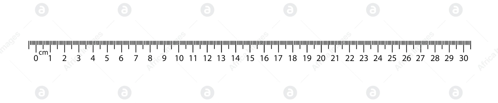 Image of Ruler with measuring length markings in centimeters on white background. Illustration