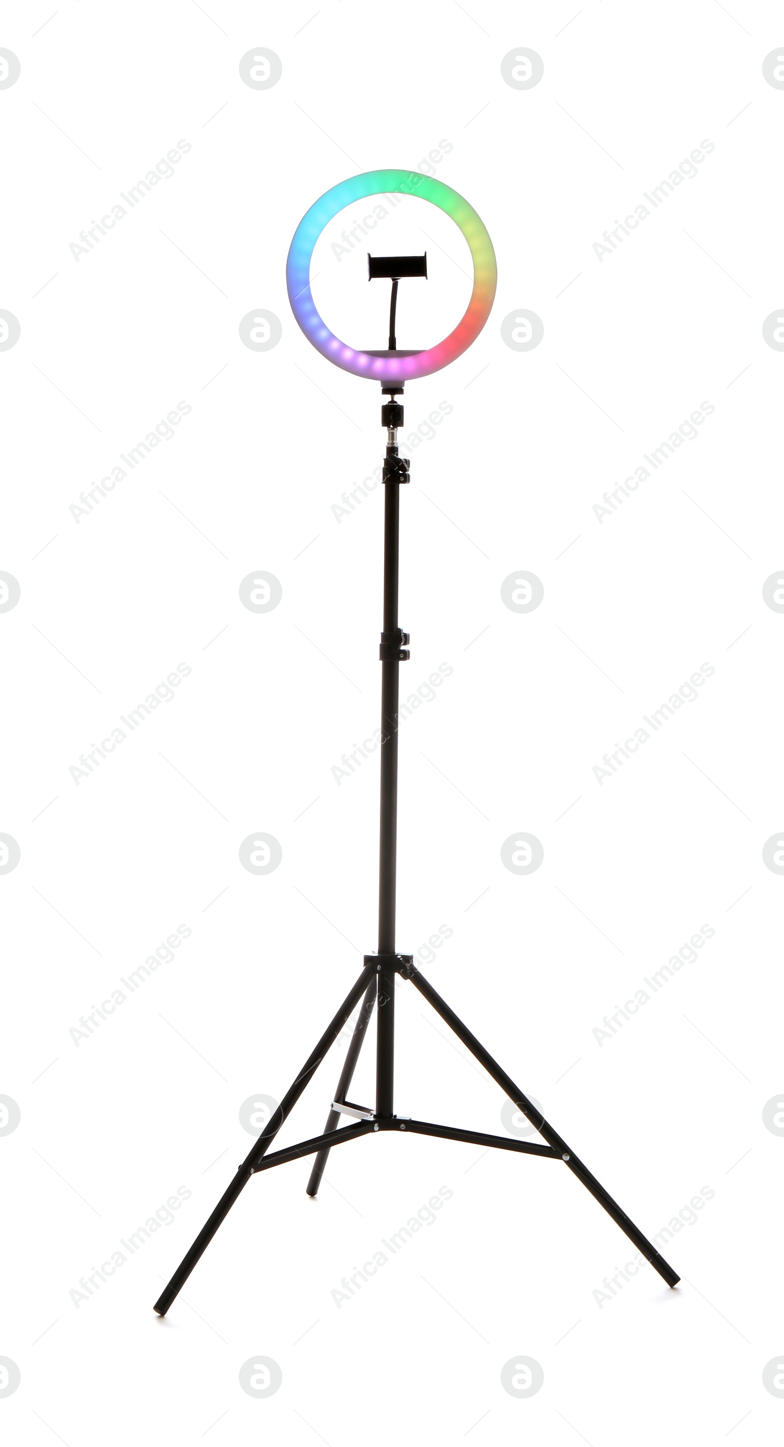 Photo of Tripod with ring light isolated on white