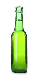 Photo of Bottle of cold beer on white background