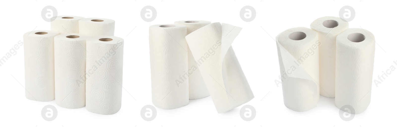 Set of paper towels on white background. Banner design Image of Set of paper towels on white background. Banner design