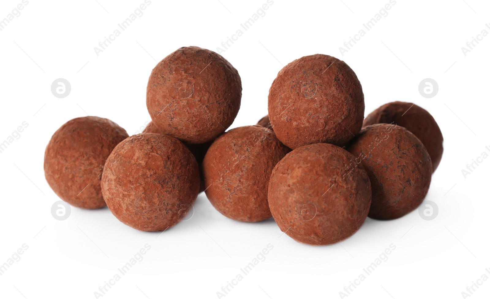 Photo of Delicious sweet chocolate candies on white background