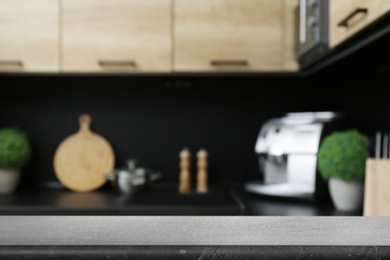 Image of Marble table in kitchen. Space for design