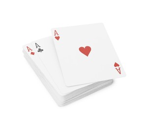Deck of playing cards isolated on white. Poker game