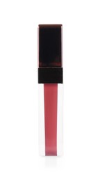 Photo of One lip gloss isolated on white. Cosmetic product