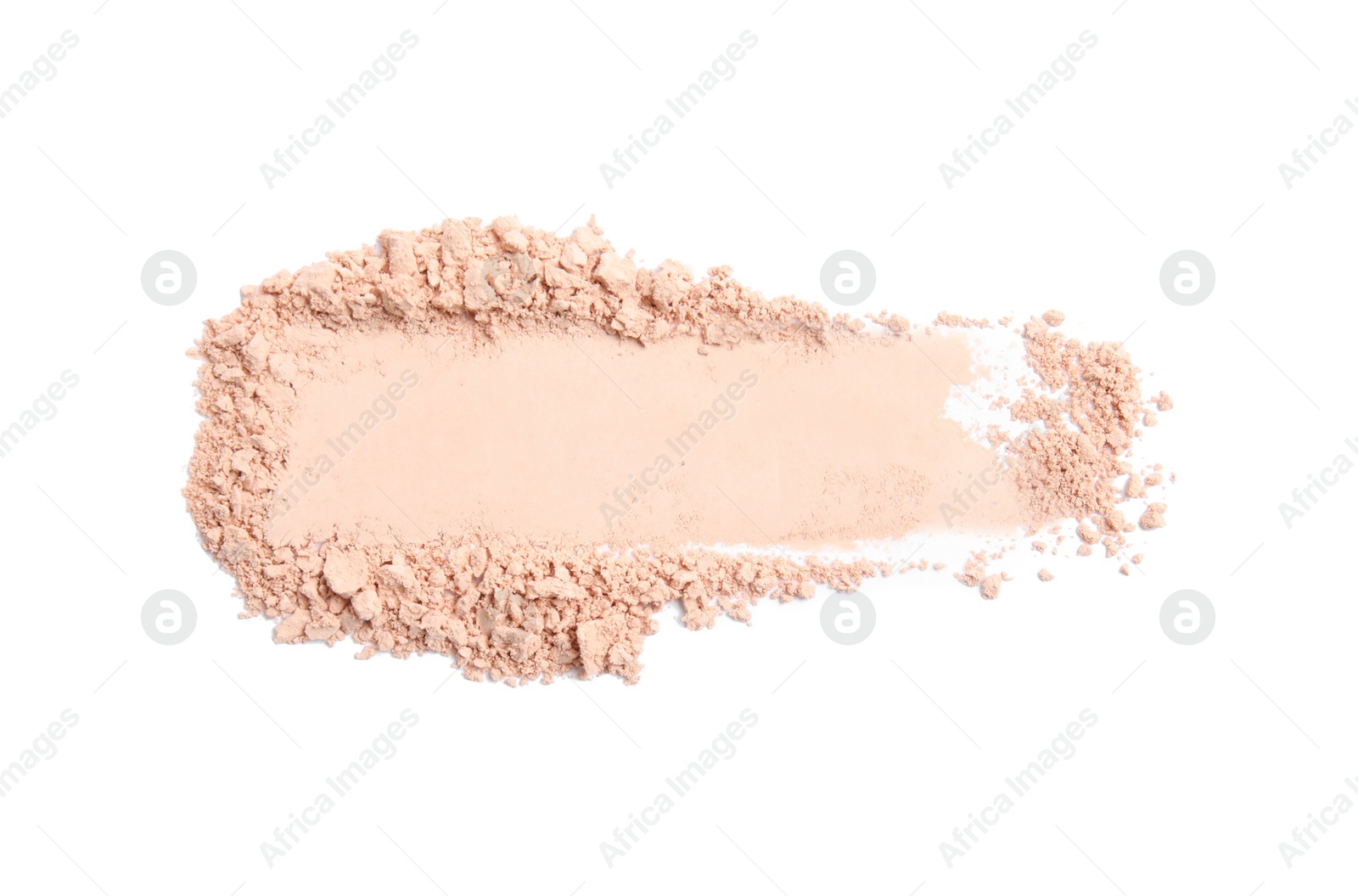 Photo of Swatch of crushed face powder on white background, top view