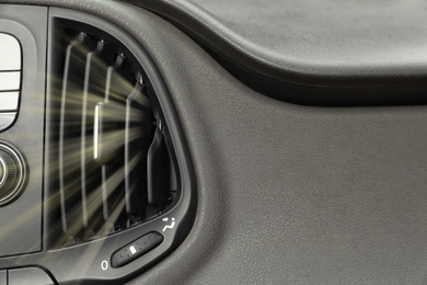 Air conditioner system in modern car, closeup