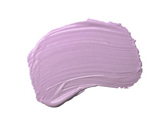 Photo of Stroke of purple color correcting concealer isolated on white
