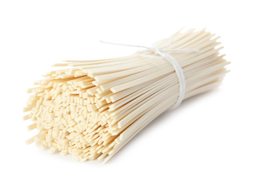 Bunch of raw rice noodles isolated on white