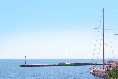 Photo of Beautiful view of pier with moored boats