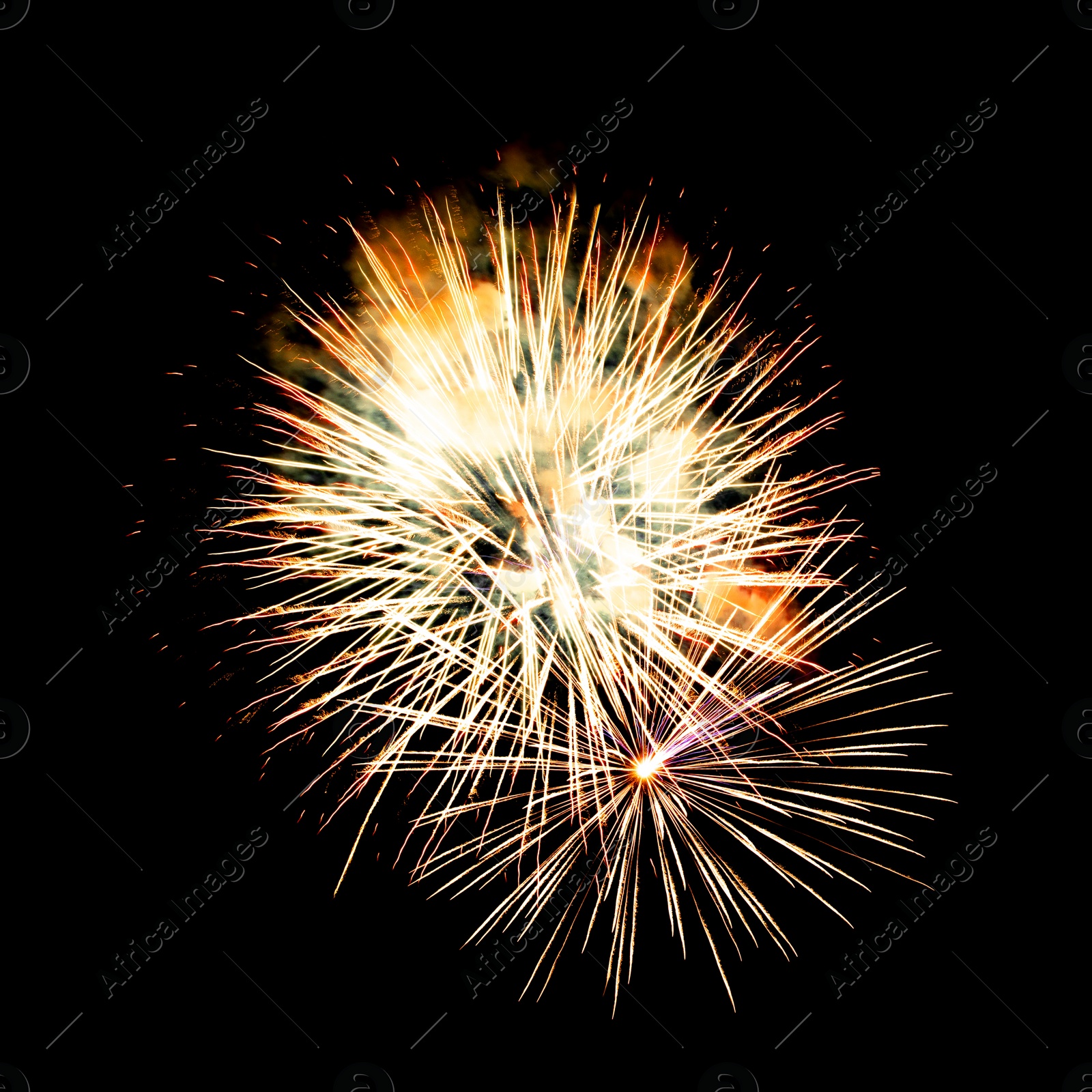 Image of Beautiful bright fireworks lighting up night sky