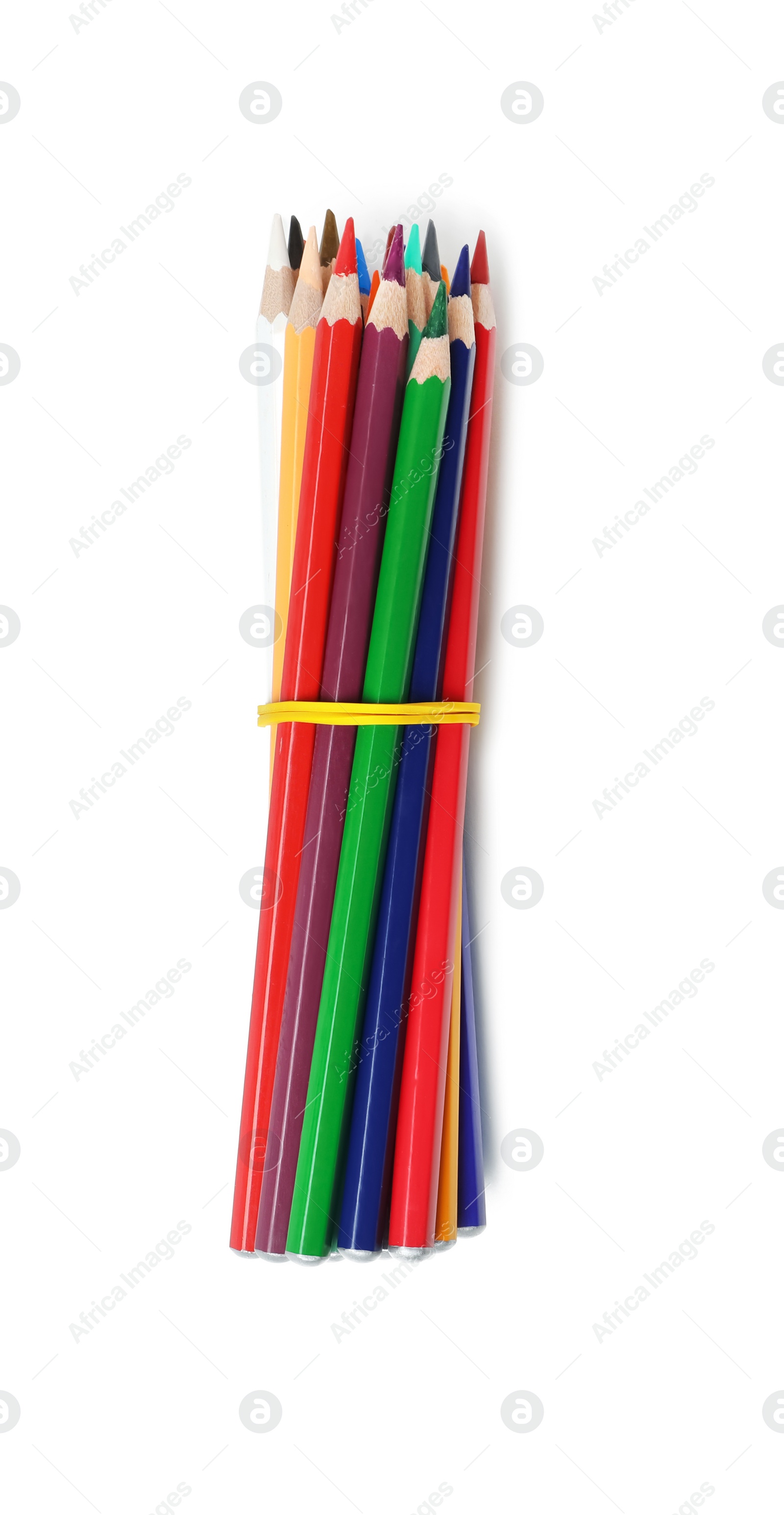 Photo of Colorful pencils on white background