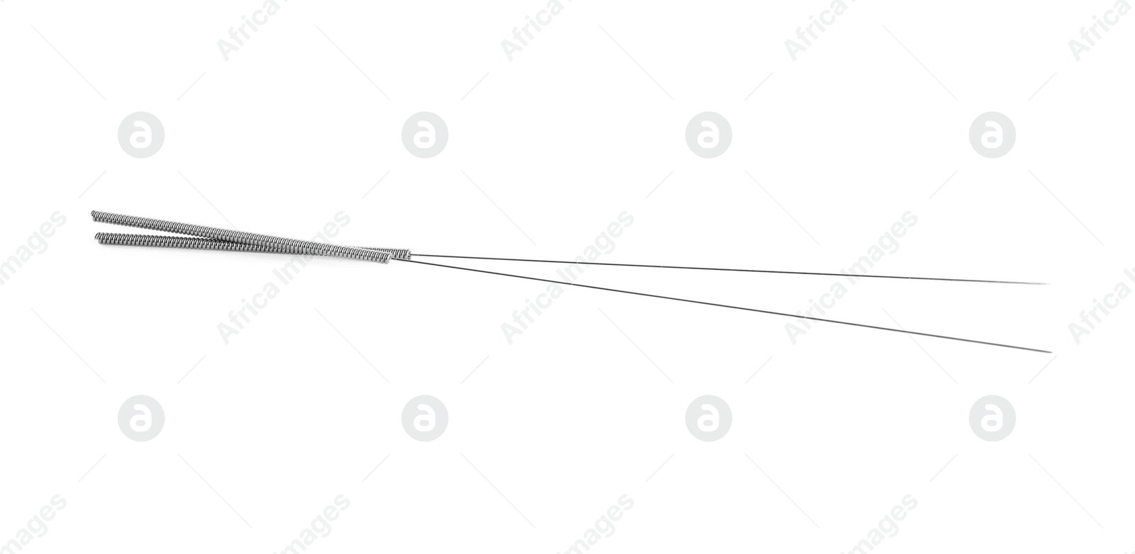 Photo of Two needles for acupuncture on white background