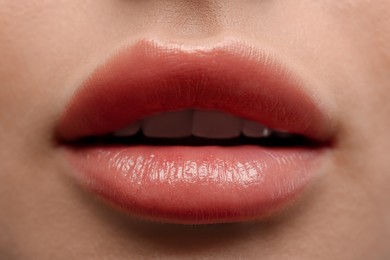 Photo of Closeup view of woman with beautiful lips