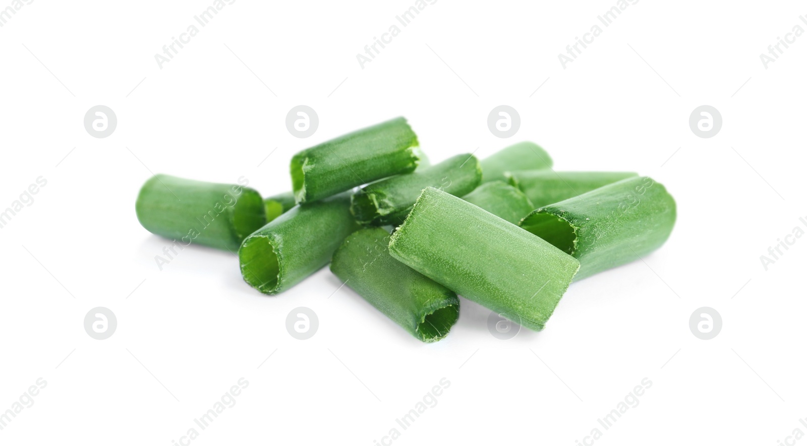 Photo of Cut green spring onion isolated on white